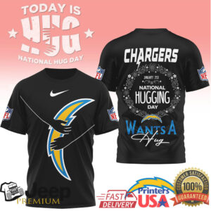 Los Angeles Chargers National Hugging Day Bolt Logo T Shirt