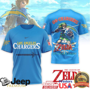Los Angeles Chargers x Legend of Zelda 40th Anniversary Link Hero T Shirt