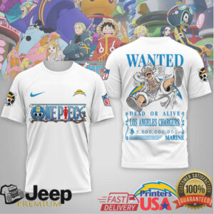 Los Angeles Chargers x One Piece Anime Wanted Poster 3D Printed Graphic Tee