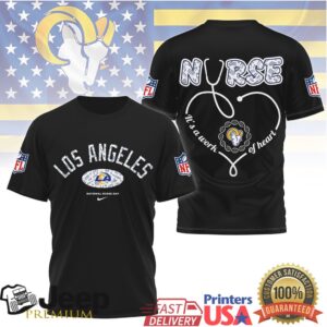 Los Angeles Rams Nurse T Shirt NFL Stethoscope Heart Fan Shirt