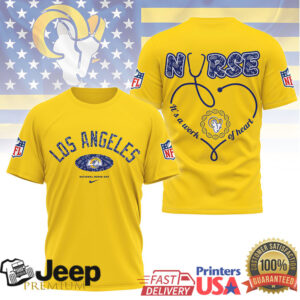 Los Angeles Rams Nurse T Shirt NFL Stethoscope Heart Fan Shirt