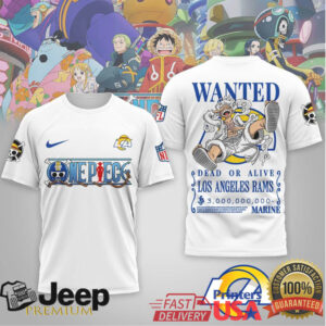 Los Angeles Rams x One Piece Anime Wanted Poster 3D Printed Graphic T Shirt