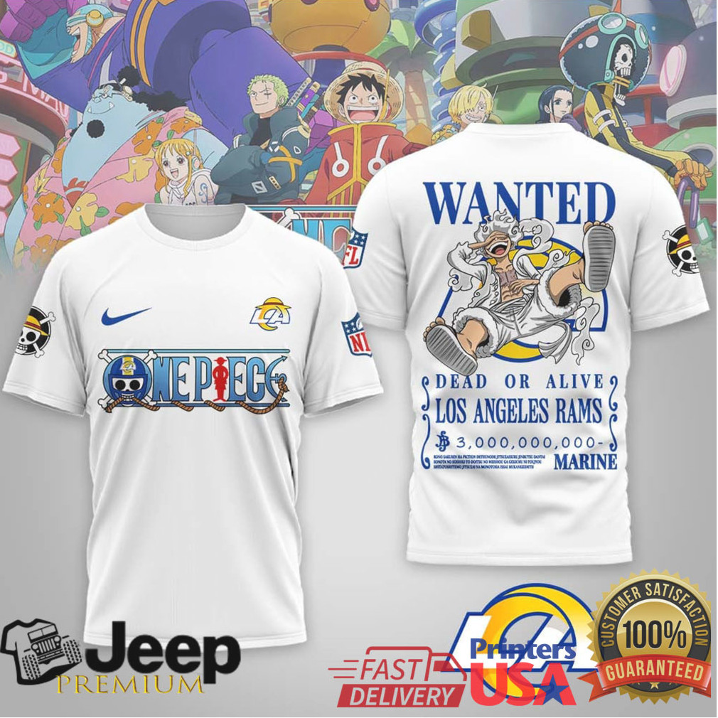 Los Angeles Rams x One Piece Anime Wanted Poster 3D Printed Graphic T Shirt Los Angeles Rams x One Piece Anime Wanted Poster 3D Printed Graphic T Shirt