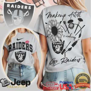 Makeup Artist Sunflower Floral Design Las Vegas Raiders Women's Tee