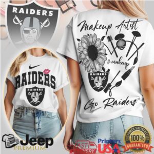 Makeup Artist Sunflower Floral Design Las Vegas Raiders Women's Tee