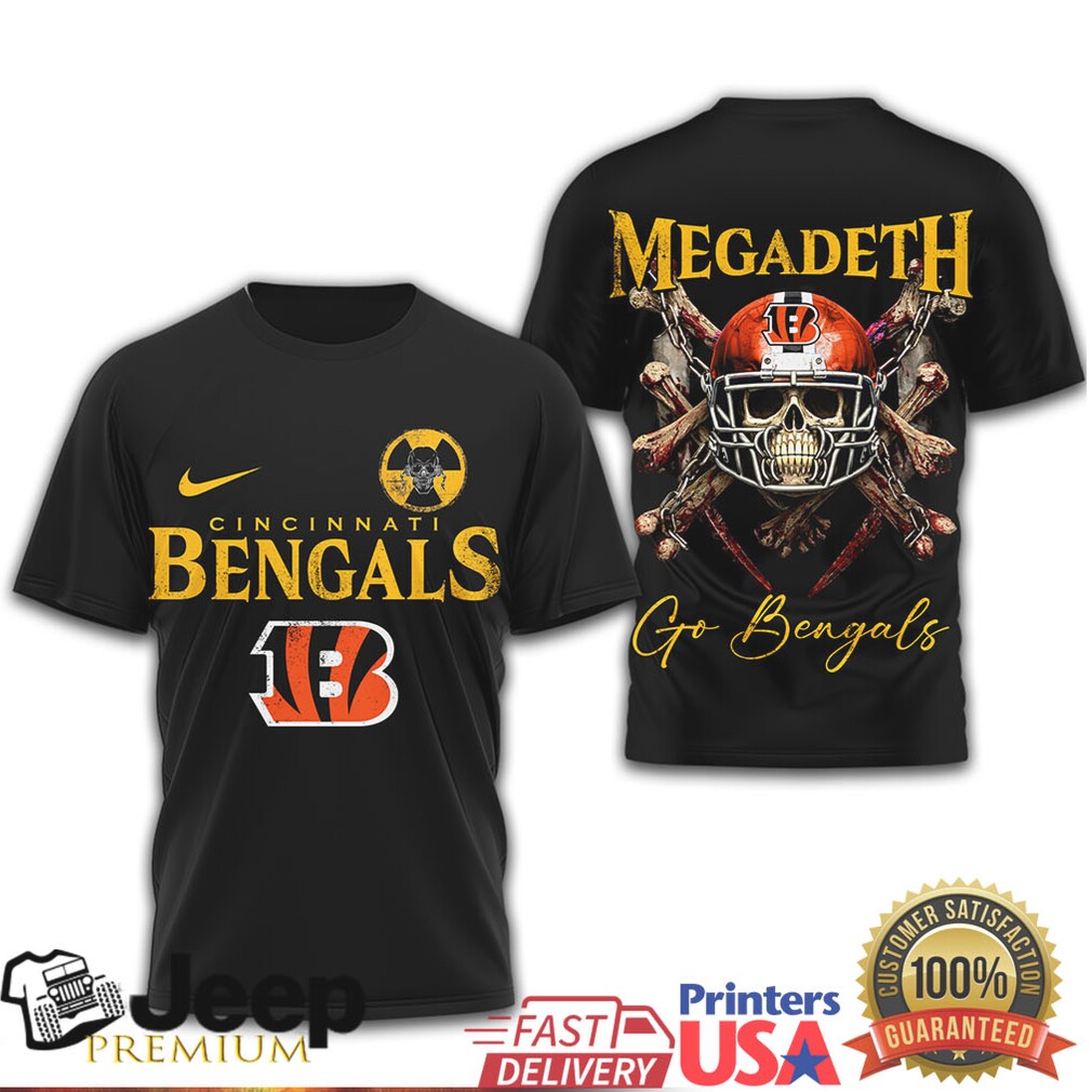 Megadeth x Cincinnati Bengals Heavy Metal Skull Fan T Shirt Megadeth x Cincinnati Bengals Heavy Metal Skull Fan T Shirt