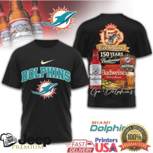 Miami Dolphins 150 Years of Budweiser Celebration Fan Shirt Miami Dolphins 150 Years of Budweiser Celebration Fan Shirt