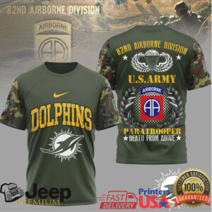 Miami Dolphins 82nd Airborne Division U.S. Army Paratrooper T Shirt