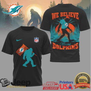 Miami Dolphins Bigfoot We Believe Sasquatch Football T Shirt
