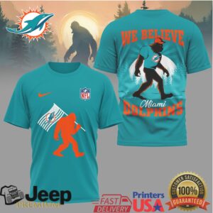 Miami Dolphins Bigfoot We Believe Sasquatch Football T Shirt