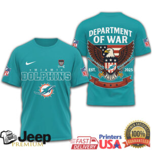 Miami Dolphins Department of War US Flag Eagle Patriotic T Shirt