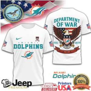 Miami Dolphins Department of War US Flag Eagle Patriotic T Shirt