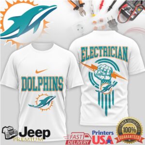 Miami Dolphins Electrician T Shirt Aqua & Orange Power Graphic Tee
