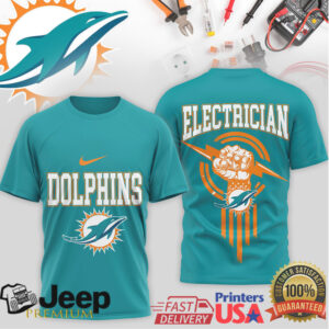 Miami Dolphins Electrician T Shirt Aqua & Orange Power Graphic Tee