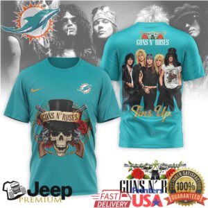 Miami Dolphins Fins Up x Guns N’ Roses Rock Band T Shirt Miami Dolphins Fins Up x Guns N’ Roses Rock Band T Shirt