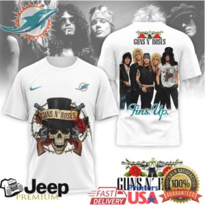 Miami Dolphins Fins Up x Guns N' Roses Rock Band T Shirt