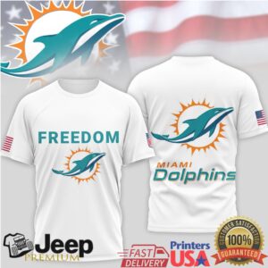 Miami Dolphins Freedom American Flag Logo Graphic T Shirt Miami Dolphins Freedom American Flag Logo Graphic T Shirt