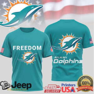 Miami Dolphins Freedom American Flag Logo Graphic T Shirt