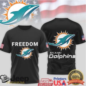 Miami Dolphins Freedom American Flag Logo Graphic T Shirt