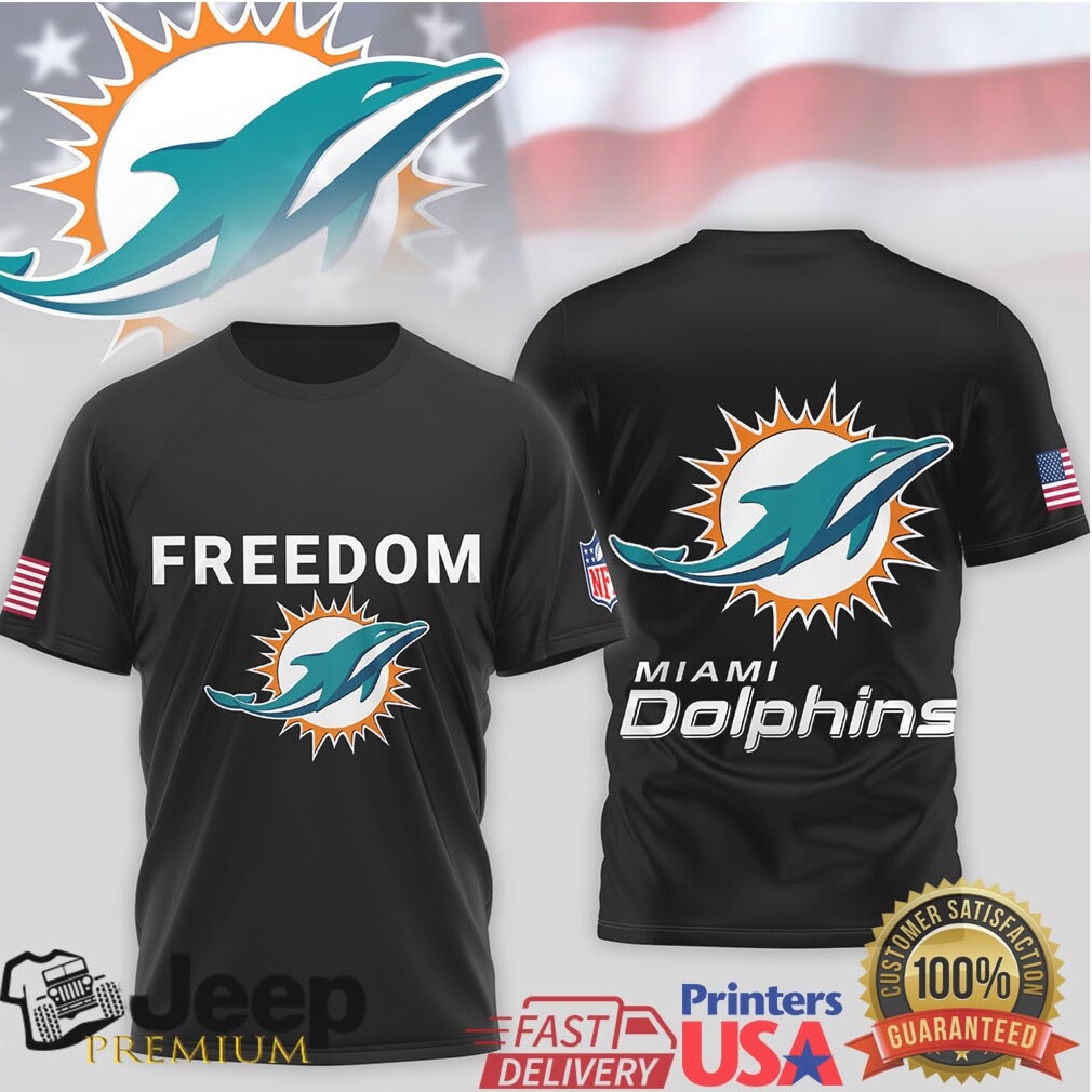 Miami Dolphins Freedom American Flag Logo Graphic T Shirt Miami Dolphins Freedom American Flag Logo Graphic T Shirt