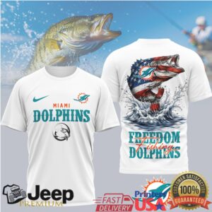 Miami Dolphins Freedom Fishing Bass Splash Graphic T Shirt Miami Dolphins Freedom Fishing Bass Splash Graphic T Shirt