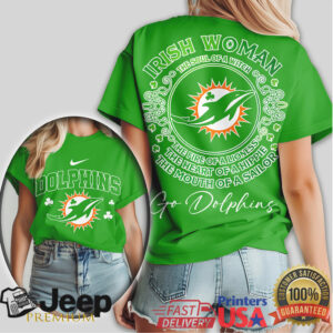 Miami Dolphins Irish Woman Luck of the Irish St. Patrick's Day Tee