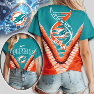 Miami Dolphins It Is In My DNA Tie Dye Pattern Graphic Tee