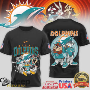 Miami Dolphins Looney Tunes Retro Aqua & Orange Fan Shirt