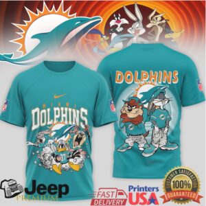 Miami Dolphins Looney Tunes Retro Aqua & Orange Fan Shirt
