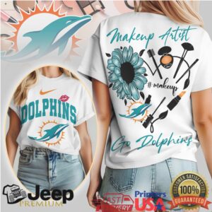 Miami Dolphins Makeup Artist Floral Sunflower Women's Graphic T Shirt