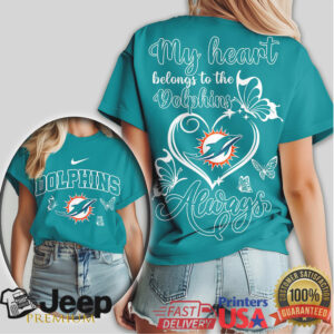 Miami Dolphins “My Heart Belongs To” Women's Floral Butterfly Fan Tee