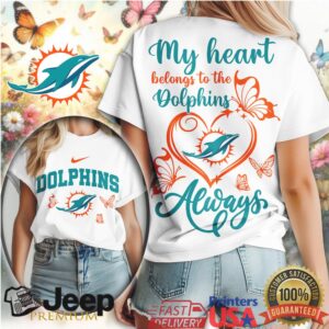 Miami Dolphins “My Heart Belongs To” Women's Floral Butterfly Fan Tee