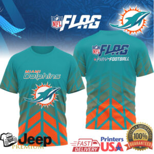 Miami Dolphins NFL FLAG Play Football Sublimated T Shirt