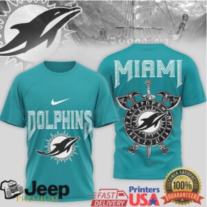 Miami Dolphins Norse Rune & Warrior Spirit Graphic T Shirt Miami Dolphins Norse Rune & Warrior Spirit Graphic T Shirt