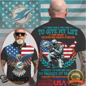 Miami Dolphins Patriotic Soldier “Protect My Family” American Flag Polo Shirt Miami Dolphins Patriotic Soldier “Protect My Family” American Flag Polo Shirt