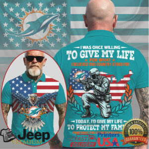 Miami Dolphins Patriotic Soldier “Protect My Family” American Flag Polo Shirt