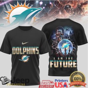 Miami Dolphins Terminator Future Tech Black Graphic Tee