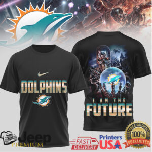 Miami Dolphins Terminator Future Tech Black Graphic Tee