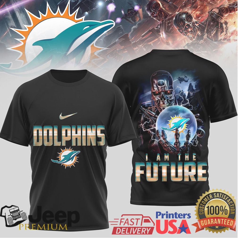 Miami Dolphins Terminator Future Tech Black Graphic Tee Miami Dolphins Terminator Future Tech Black Graphic Tee