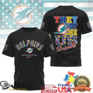 Miami Dolphins They Not Like Us Autism Awareness Month T Shirt Dolphins Fan Gift
