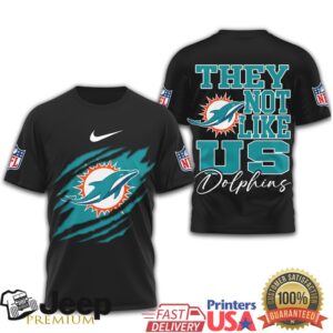 Miami Dolphins “They Not Like Us” Teal Ripped Logo T Shirt