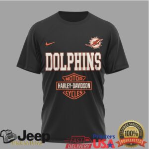 Miami Dolphins x Harley Davidson Ride The Legend Black T Shirt Miami Dolphins x Harley Davidson Ride The Legend Black T Shirt