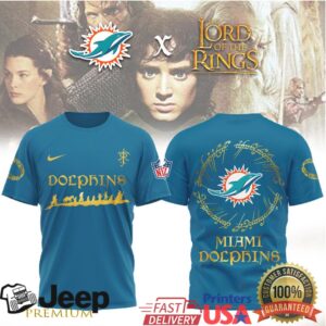 Miami Dolphins x Lord of the Rings Elven Script Fantasy T Shirt