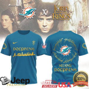Miami Dolphins x Lord of the Rings Elven Script Fantasy T Shirt