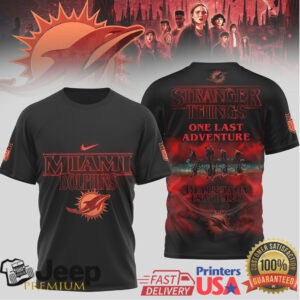 Miami Dolphins x Stranger Things “One Last Adventure” Black T Shirt