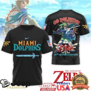 Miami Dolphins x The Legend of Zelda Link 40th Anniversary T Shirt Miami Dolphins x The Legend of Zelda Link 40th Anniversary T Shirt