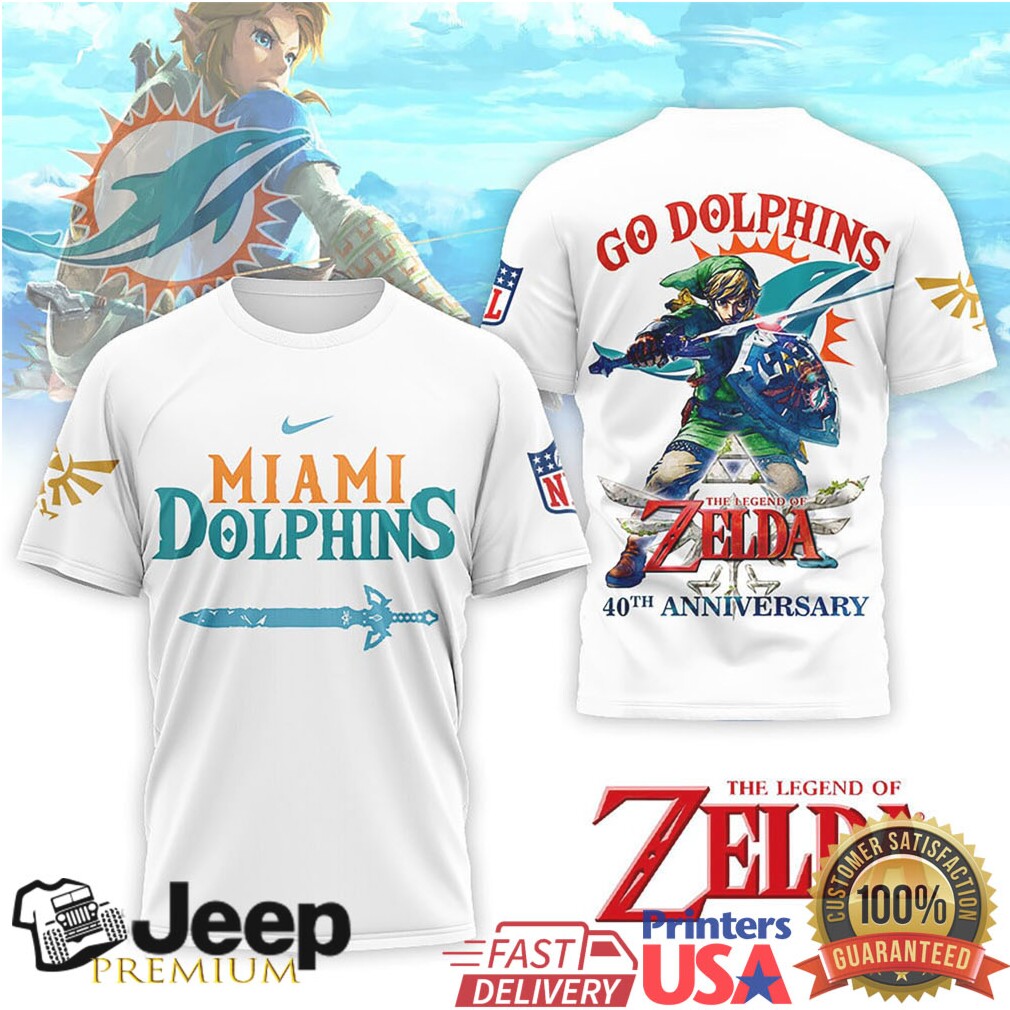 Miami Dolphins x The Legend of Zelda Link 40th Anniversary T Shirt Miami Dolphins x The Legend of Zelda Link 40th Anniversary T Shirt
