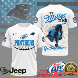 Miller Lite x Carolina Panthers NFL “It's Miller Time” 3D T Shirt