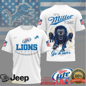 Miller Lite x Detroit Lions NFL “It's Miller Time” 3D T Shirt