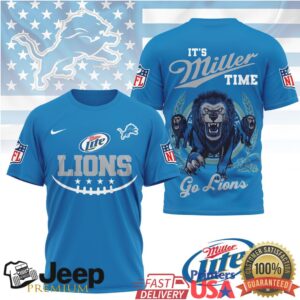 Miller Lite x Detroit Lions NFL “It's Miller Time” 3D T Shirt